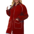 thumbnail image 1 of Breezora Manteau Long à Capuchon Résistant à l'Eau pour Femmes avec Détails Réfléchissants, devant à Boutons, Vêtement d'Extérieur de Protection contre la Pluie, Taille g, Rouge Brique, 1 of 9