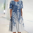 thumbnail image 1 of Robe Maxi d'Été pour Femme, Robe d'Été Bohème à Imprimé, Manches Courtes, Robe de Plage, Robe Longueur Genou, Robe à Manches Courtes en Liquidation, 1 of 5