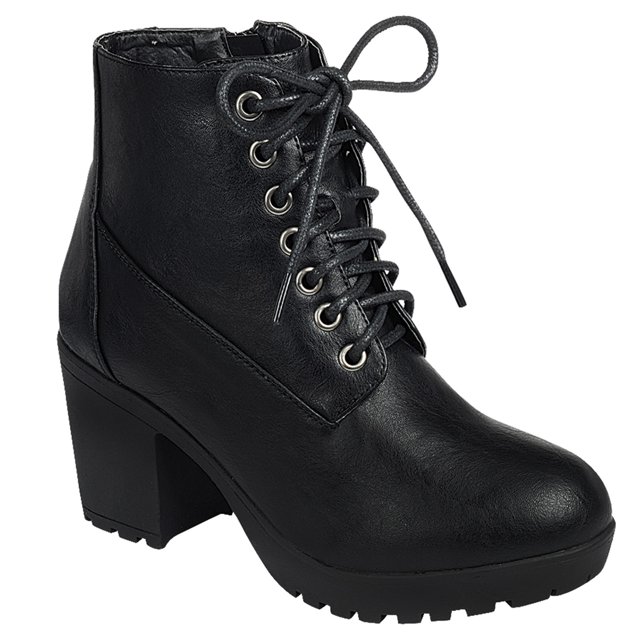 Bottes de Combat Décontractées pour Femmes à Talon Épais avec Semelle Crantée