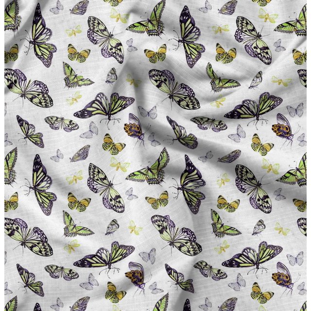 Soimoi Tissu Poly Georgette Papillons Imprimé Papillon au Mètre 42 Pouces de Large