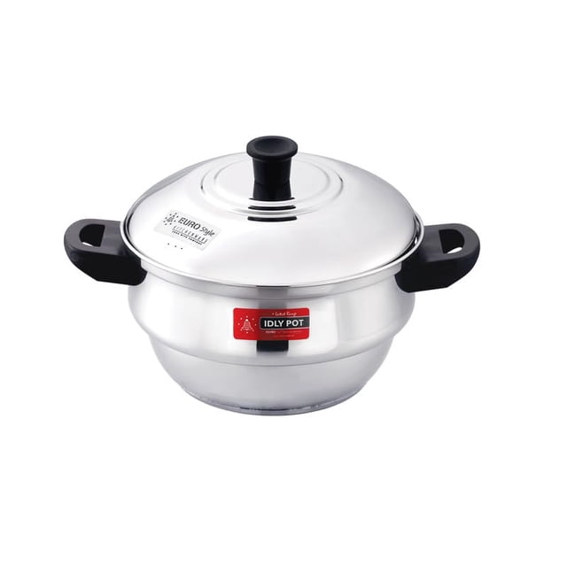 Compact 12 Stainless Steel Idly Maker With Encapsulated Sandwich Bottom - 3 Idly Plates+ 2 Steamer Plates For Momos + 1 Mini Idly Plate For Idly & Dhokla - Silver, 3.5 Liters | Compact 12 Ultra