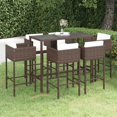 thumbnail image 1 of vidaXL Ensemble de Bar de Jardin 7 Pcs avec Coussins en Rotin Poly Brun, 1 of 5