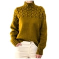 thumbnail image 1 of Besolor Chandails à Col Roulé pour Femmes Manches Longues Décontractées Tricot Torsadé Pull Ample Automne Hiver, 1 of 4