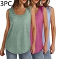 thumbnail image 2 of Plebaso Lot de 3 Débardeurs pour Femmes Décontractés d'Été Sans Manches Amples Col Rond T-Shirts Basiques pour Dames, 2 of 7