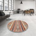thumbnail image 3 of Ahgly Tapis Rond Abstrait Rouge Châtaigne pour Intérieur, 6 Pieds Rond, 3 of 6