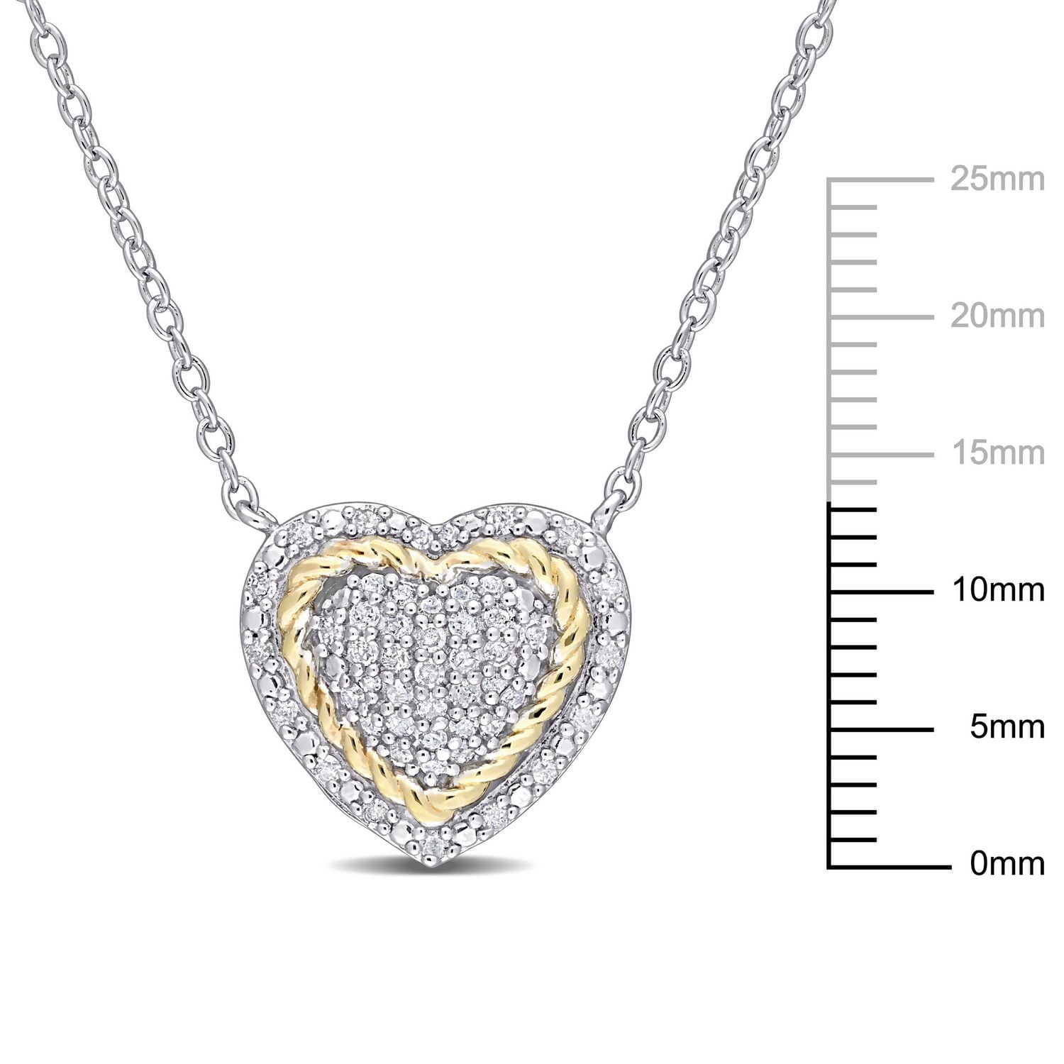 Collier en forme de coeur Miabella avec 1/4 ct poids total de diamants en argent sterling à deux tons