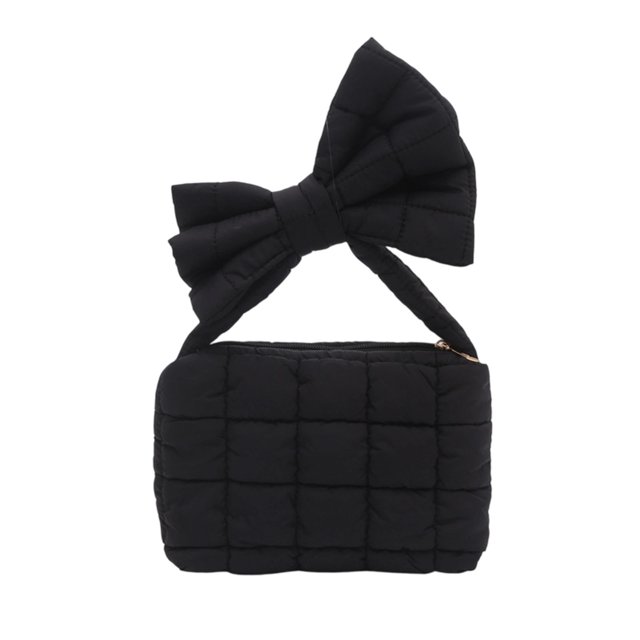 SIYTUAU Pleated Bow Bag Womens Handbag Shoulder Solid Color Crossbody Bag For Daily Use In Black Color Black