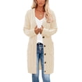 thumbnail image 1 of FOCUSNORM Cardigan pour Femme Juniors, Pull-Over à Manches Longues Uni avec Poches, 1 of 5