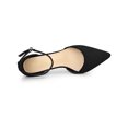 thumbnail image 4 of BLISSFUL STEP Women's Ankle Strap Pumps Pointed Toe High Block Heel Faux Suede Dress Shoes Black 7, 4 of 7