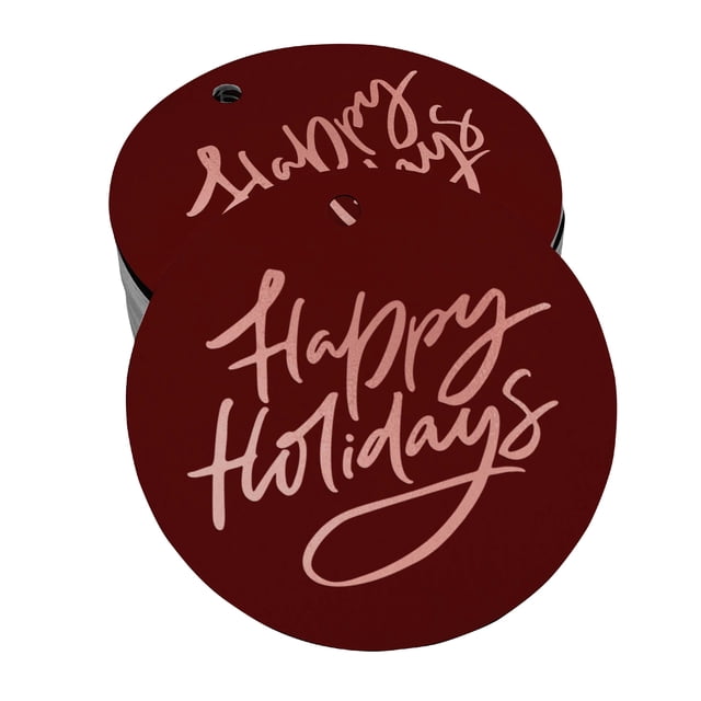 Inkdotpot Pack Of 50 Real Rose Gold Foil Paper Tags Happy Holiday Favor Hang Tags