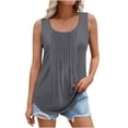 thumbnail image 1 of Chbgutlmr Camisole pour Femmes Grande Taille Col Rond Sans Manches Couleur Unie Plissée Chic Décontractée Tuniques, 1 of 6