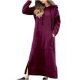 thumbnail image 2 of Robes d'Été Grande Taille pour Femmes 2024 Col Rond Hiver Chaud Couleur Manches Longues avec Poches Robe Longue Économisez jusqu'à 65 %!, 2 of 6