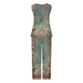 thumbnail image 5 of Mikilon Ensemble Élégant pour Femmes 2 Pcs Débardeur Imprimé Décontracté Sans Manches Col Rond Vert Armée S, 5 of 5
