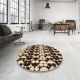 thumbnail image 4 of Ahgly Company Machine Washable Indoor Square Transitional Black Brown Area Rugs, 5' Square, 4 of 7