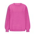 thumbnail image 4 of Pisexur Chandail à Col Rond Surdimensionné pour Femme, Uni, Manches Chauve-Souris Bouffantes à Revers, Chandail Tricoté, Haut à Manches Longues, Chandail Ample d'Automne, Chandail, Jumper, Hauts, 4 of 6