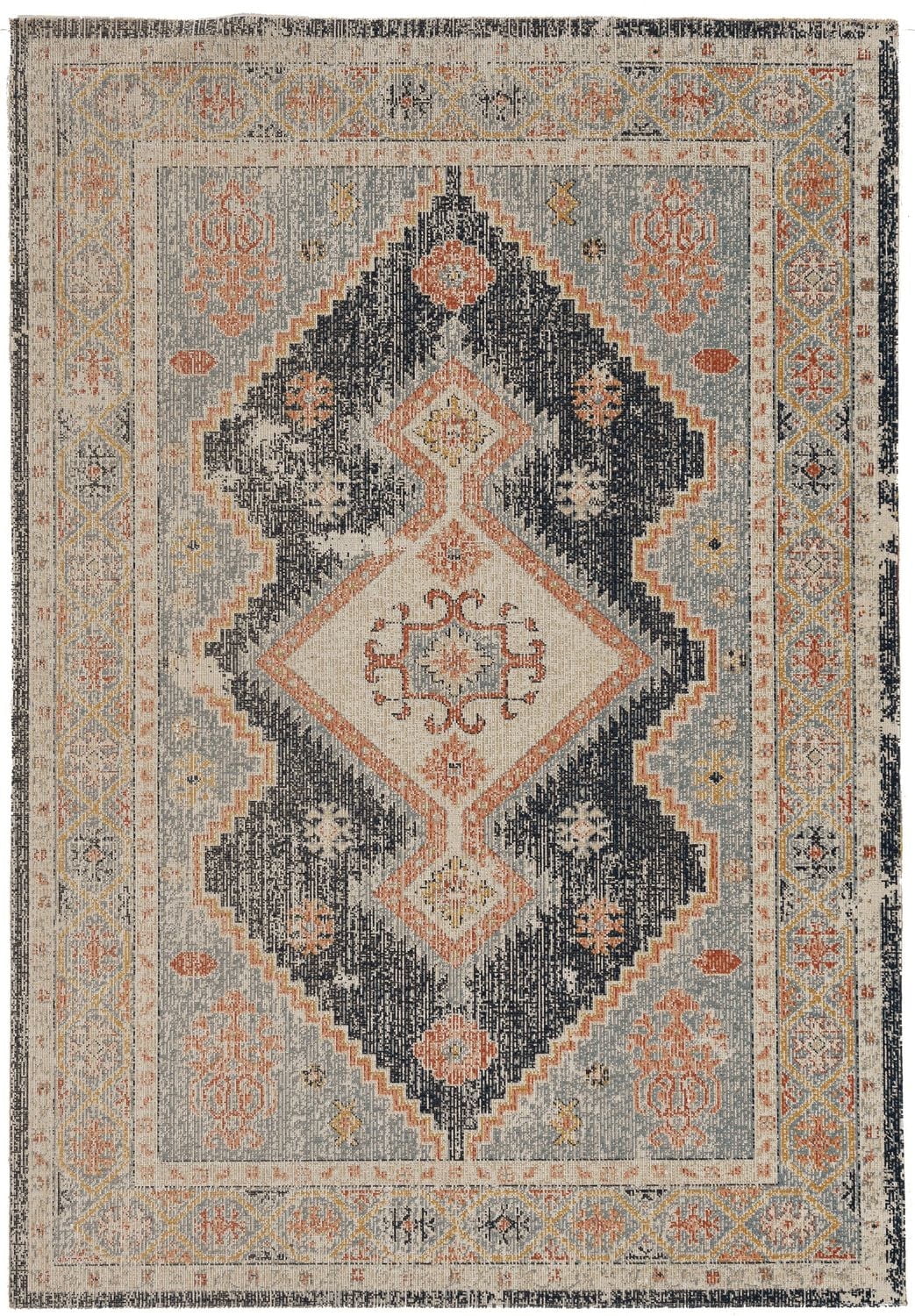 Tapis d'appoint Grand Zéro Harlon ivoire & bleu de 2 pi x 3 pi
