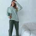 thumbnail image 4 of FAIWAD Tunique à Rayures pour Femmes Tops Manches Longues Col Rond Épaule en Vrac Tops Casual Top, 4 of 7