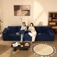 thumbnail image 1 of BIGSYY 137" Modular Sleeper Sofa for Adults - Memory Foam, Extra-Deep Seats, Corduroy Fabric, Blue (2 Packages), 1 of 9