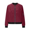 thumbnail image 4 of Womens Fashion Jacket Casual Stand Collar Zip Up Lightweight Coat Fall Color Block Jackets with Pockets Red XXL, 4 of 8