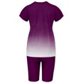 thumbnail image 4 of Innerwin Sweatsuits Solid Color Women Jogger Set Running Short Sleeve Loose Two Piece Outfit Purple 3XL, 4 of 5