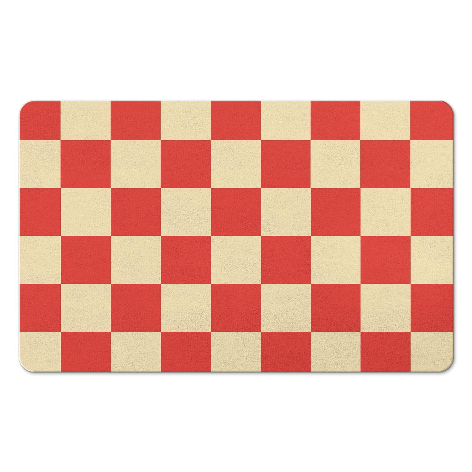 Supreme Comfort Bath Mat: Long Checkered Bathroom Runner Rug. Non-Slip, Water Absorbent. Soft Microfiber, Washable Floor Mats for Showers, 20x32in