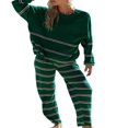thumbnail image 1 of Ensemble Tricoté 2 Pcs pour Femmes avec Imprimé à Rayures, Chandail Ample et Pantalon, 1 of 5