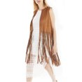 thumbnail image 1 of QualitChoice Femmes Sans Manches Ouvert Style Occidental Respirant Gilets à Franges Jupe Délicate Rétractation de Taille Cardigan Attrayant camel TTG, 1 of 6