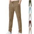 thumbnail image 4 of Mens Casual Pant Elastic Waist Drawstring Lightweight Trousers Loose Straight Leg Solid Pants with Pockets Light Blue M, 4 of 4