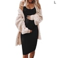thumbnail image 1 of Robe Femme Enceinte Sans Manches Robe Courte Couleur Unie Tenue d'Été, Noir, G, 1 of 5