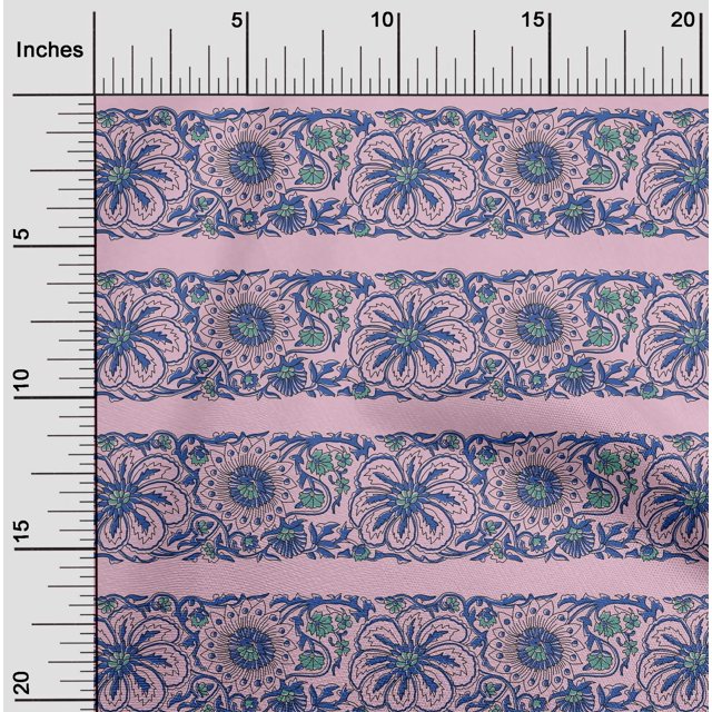 oneOone Polyester Lycra Fabric Leaves & Floral Block Print Fabric BTY 56 Inch Wide