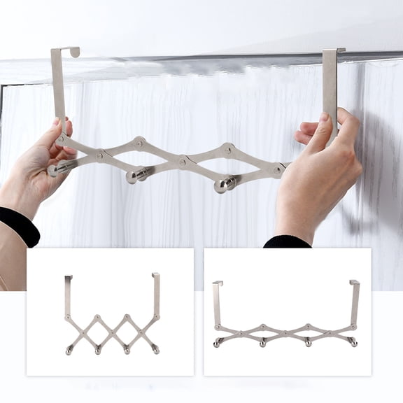 Crochets de Porte Pliants Télescopiques en Acier Inoxydable Économiseurs d'Espace Antidérapants pour la Maison