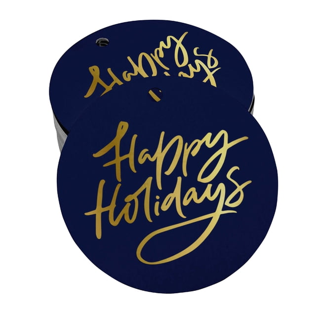 Inkdotpot Pack Of 50 Real Gold Foil Paper Tags Happy Holiday Favor Hang Tags