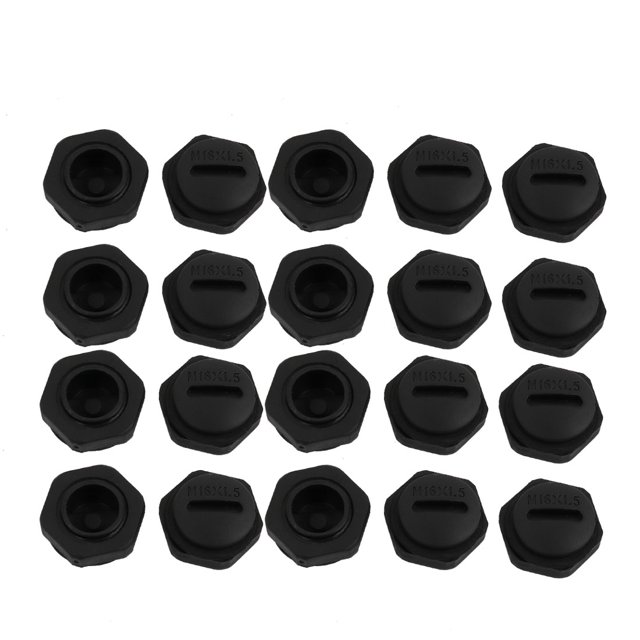 Unique Bargains 20 Pcs M16 x 1.5mm Capuchon de Passe-Câbles Fileté Mâle en Nylon Rond à Vis Noir