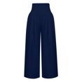 thumbnail image 4 of Timegard Linen Pants For Women High Waist Wide Leg Pants Drawstring Elastic Trousers Loose Casual Solid Color Pants, 4 of 6