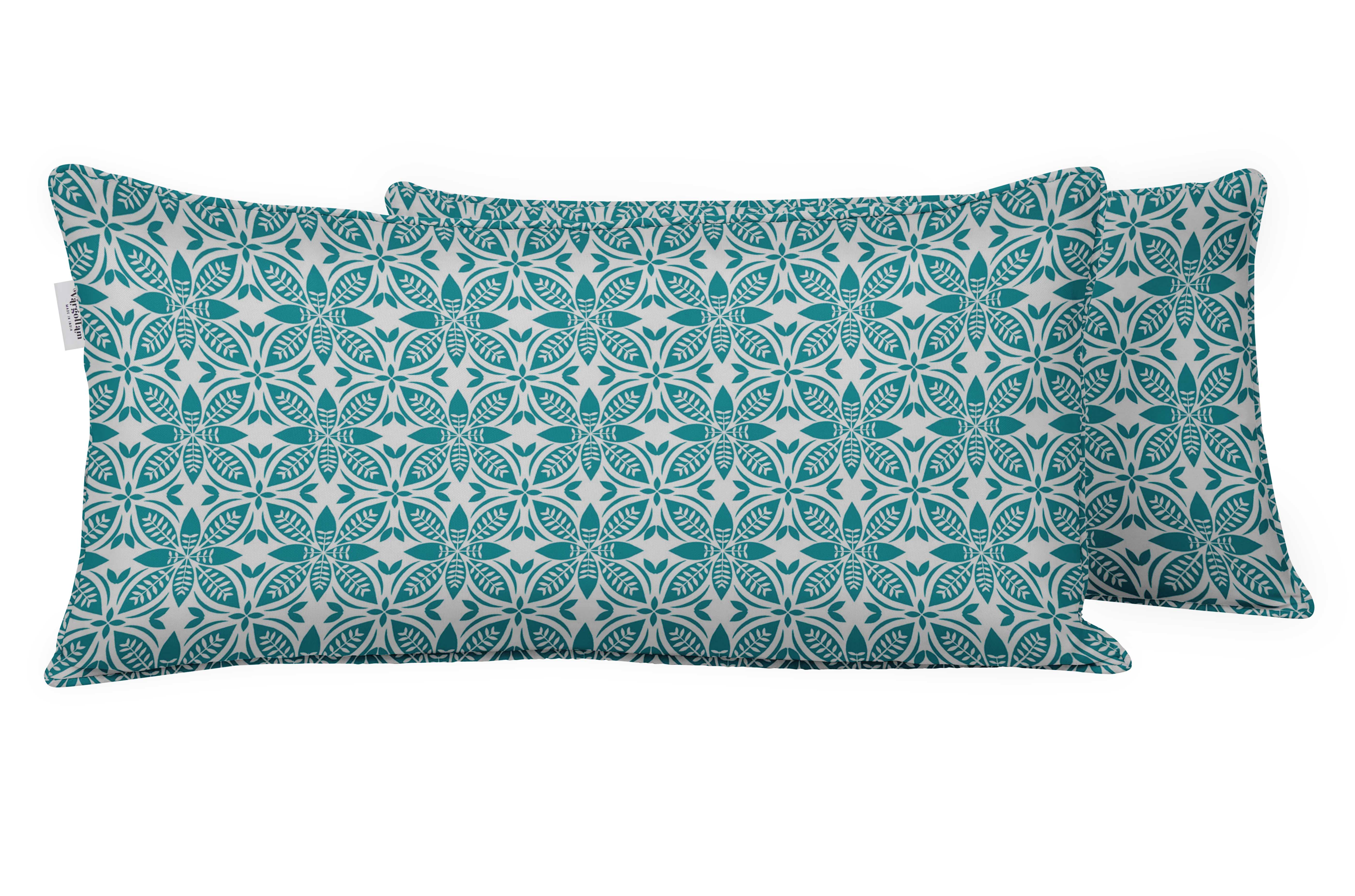 VargottamIndoor/OutdoorPolyester FabricLumbarPillowCover,All-Weather Waterproof Rectangular Cushion Case for Patio Furniture,16" x 24"Set of 2 -Florals-52