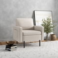 thumbnail image 2 of HOMCOM Fabric Accent Chair Modern Armchair w/ Metal Legs Side Pockets Cream, 2 of 10