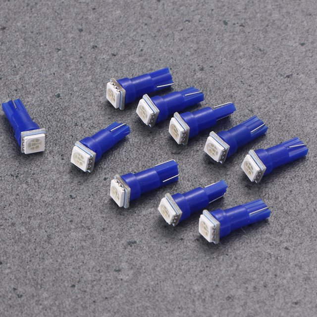 WRITWAA 10Pcs Blue T5 5050 Smd Wedge Led Light Bulbs for Auto Interior Lights