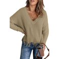 thumbnail image 1 of Women‘s Fashion Color Block Pullover Long Sleeve Hollow-out Distressed Tassels Sweater, 1 of 4