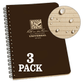 thumbnail image 1 of Rite in the Rain Weatherproof Side Spiral Notebook, 4.625" x 7", Brown Cover, Universal Pattern, 3 Pack (No. 473L3), 1 of 11