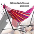 thumbnail image 4 of Hamac Double Hamac avec Support Inclus Chaise Hamac Support de Hamac d'Extérieur avec Support en Acier Gain de Place et Sac de Transport, Capacité de 300 Lb, Facile à Assembler, Rayures Rouges, 4 of 6