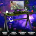 thumbnail image 3 of Goplus X-Shaped Gaming Desk & Racing Style Massage Chair Set Home Office Black+Blue, 3 of 10