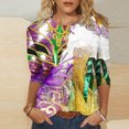thumbnail image 2 of Penkiiy Blouse de Carnaval Manches 3/4 Chemise de Printemps Tee Quotidien Imprimé Masque Blouse Mardi Gras Col Rond 2024 Tee Tunique Habillée Multicolore, 2 of 5