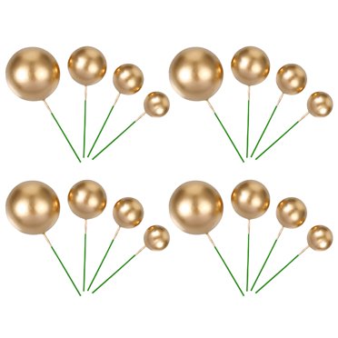 BRIGHTFUFU 40 Pcs Fournitures de Décoration de Gâteaux Boule Ronde Dorée pour Hôtes de Fête