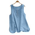 thumbnail image 2 of WEIYLL Womens T-Shirts Crew Neck Sleeveless Button Up Blue Tops Sizes S, 2 of 4
