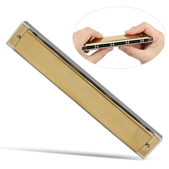 Harmonica Tremolo à 24 Trous, Rapport de Tolérance Précis Prononciation Claire Harmonica en Métal, pour Performance Musicale Passionné de Musique Touche B Dorée