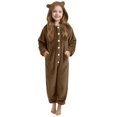 thumbnail image 1 of Pyjama d'Hiver pour Filles Combinaison à Capuche à Manches Longues pour Filles Pyjama Uni pour Chaleur Hivernale Décontractée Combinaison à Manches Longues, 1 of 6
