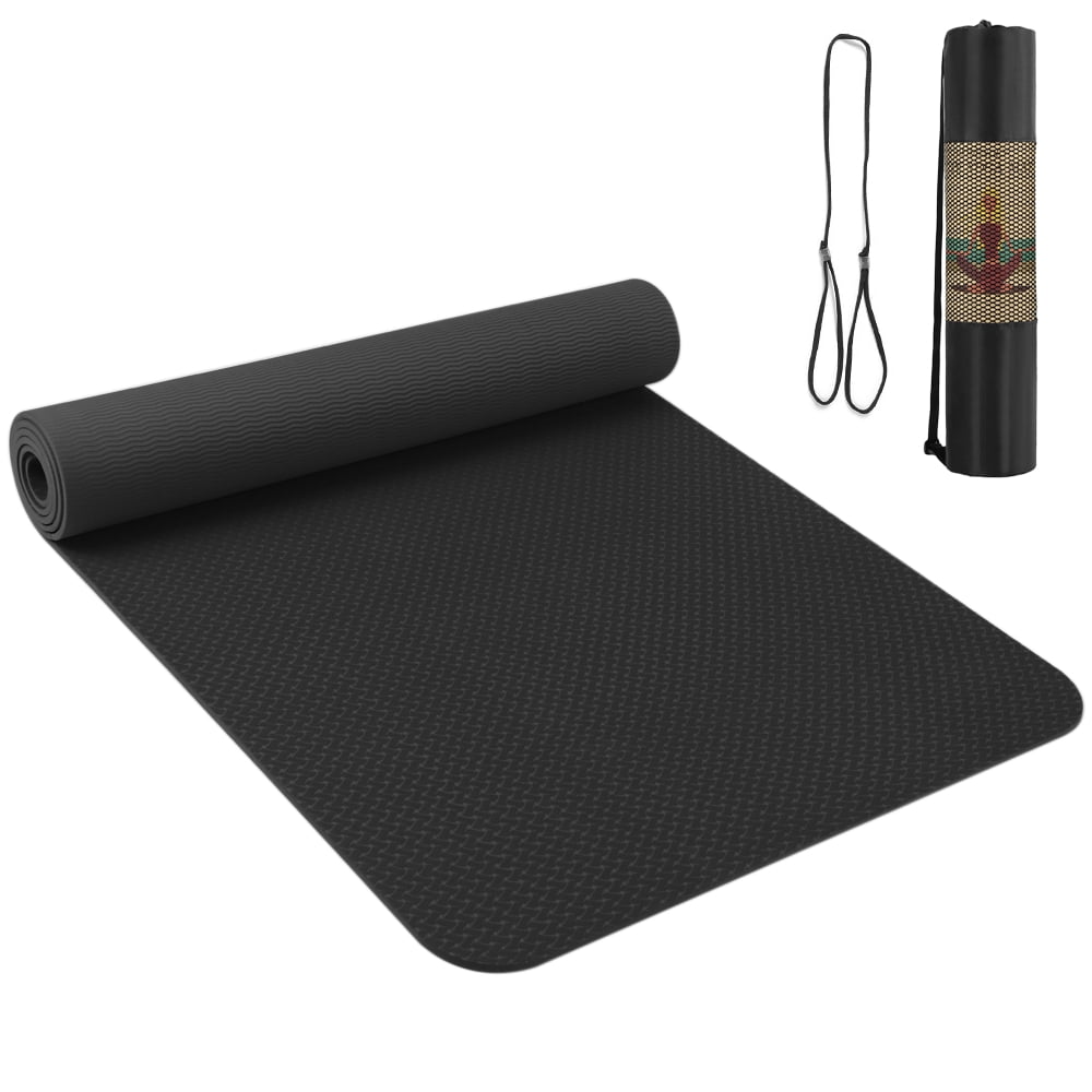 2.05×24.01 Inch Portable Yoga Mat Thickened Exercise Mat Non-slip Fitness Mat with Strap and Storage Bag