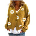 thumbnail image 1 of 2025 Cardigan pour Femmes Chandail Classique Cardigans Tricotés pour Femmes Col Ras du Cou Col à Boutons Cardigan à Tissage Ouvert Tricot devant Ouvert, 1 of 4