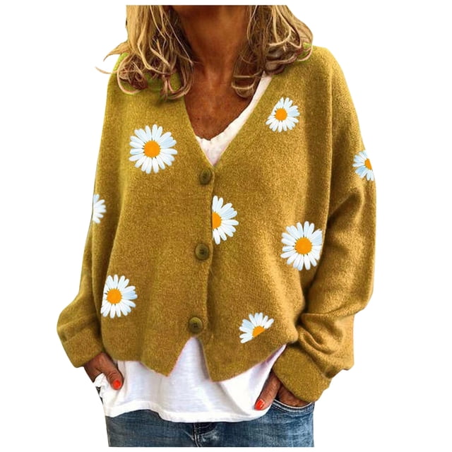 2025 Cardigan pour Femmes Chandail Classique Cardigans Tricotés pour Femmes Col Ras du Cou Col à Boutons Cardigan à Tissage Ouvert Tricot devant Ouvert