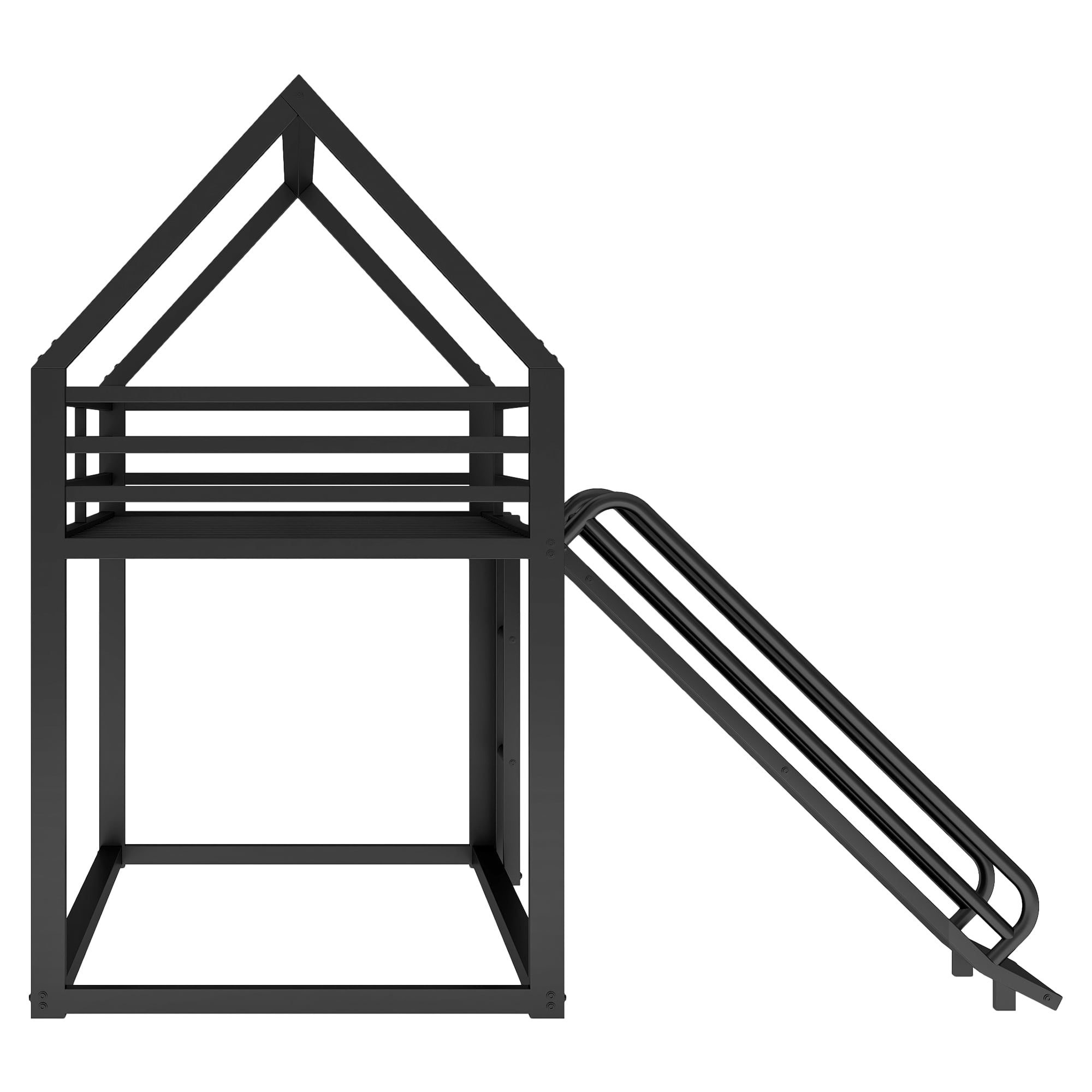 Noble House Twin over Twin House Bunk Bed with Ladder and Slide,Black